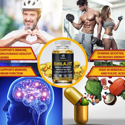 Shilajit 3500mg with L-Arginine & Beet Root, Supports Energy Production, Circulatory Health, Immune Function & Daily Performance
