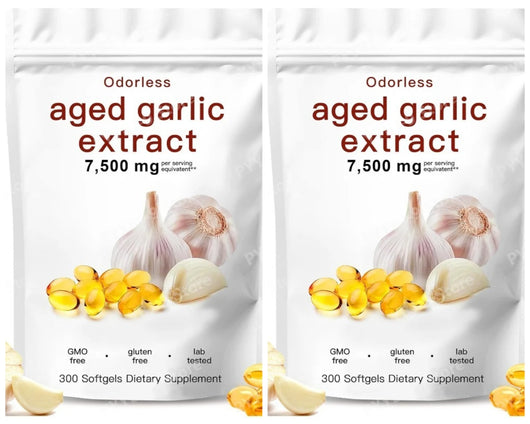 Aged Garlic Extract Supplement Odorless Capsules 7500mg Equivalent Plant-Based Non-GMO Daily Nutritional Support 300 Count